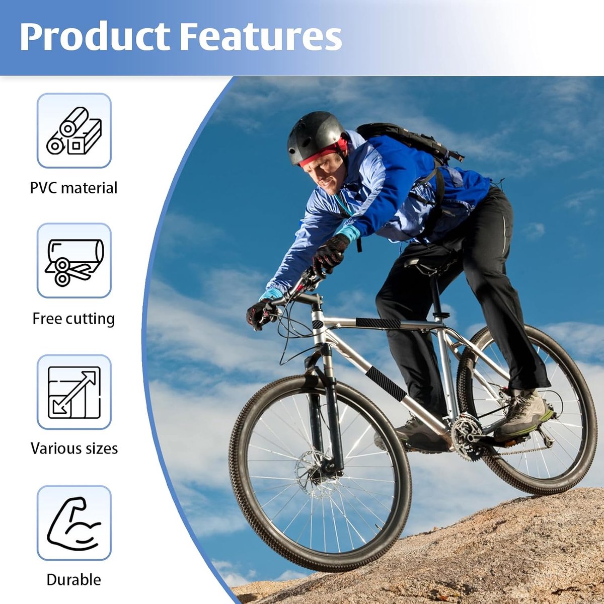 Pack of 6 Bicycle Protective Film, Chain Stays, Bicycle Stickers, Carbon Fibre Black, Frame Protection Film, Bicycle - ShopVlot