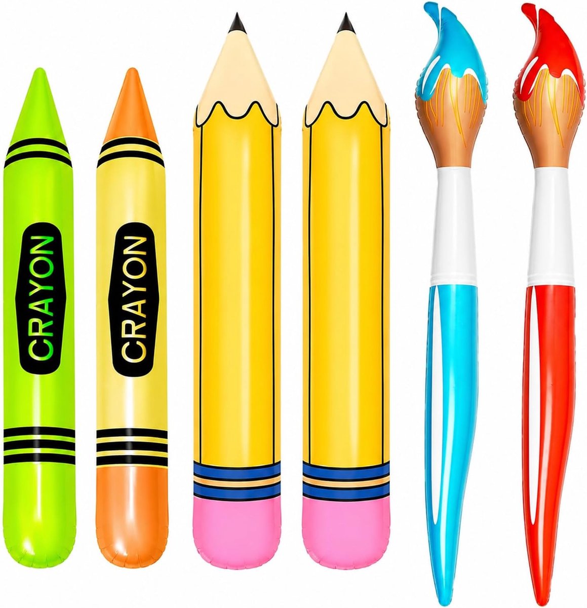 Opblaasbare potlood/ballonset, 6 stuks, decoratie voor de eerste schooldag voor jongens en meisjes, opblaasbare - ShopVlot