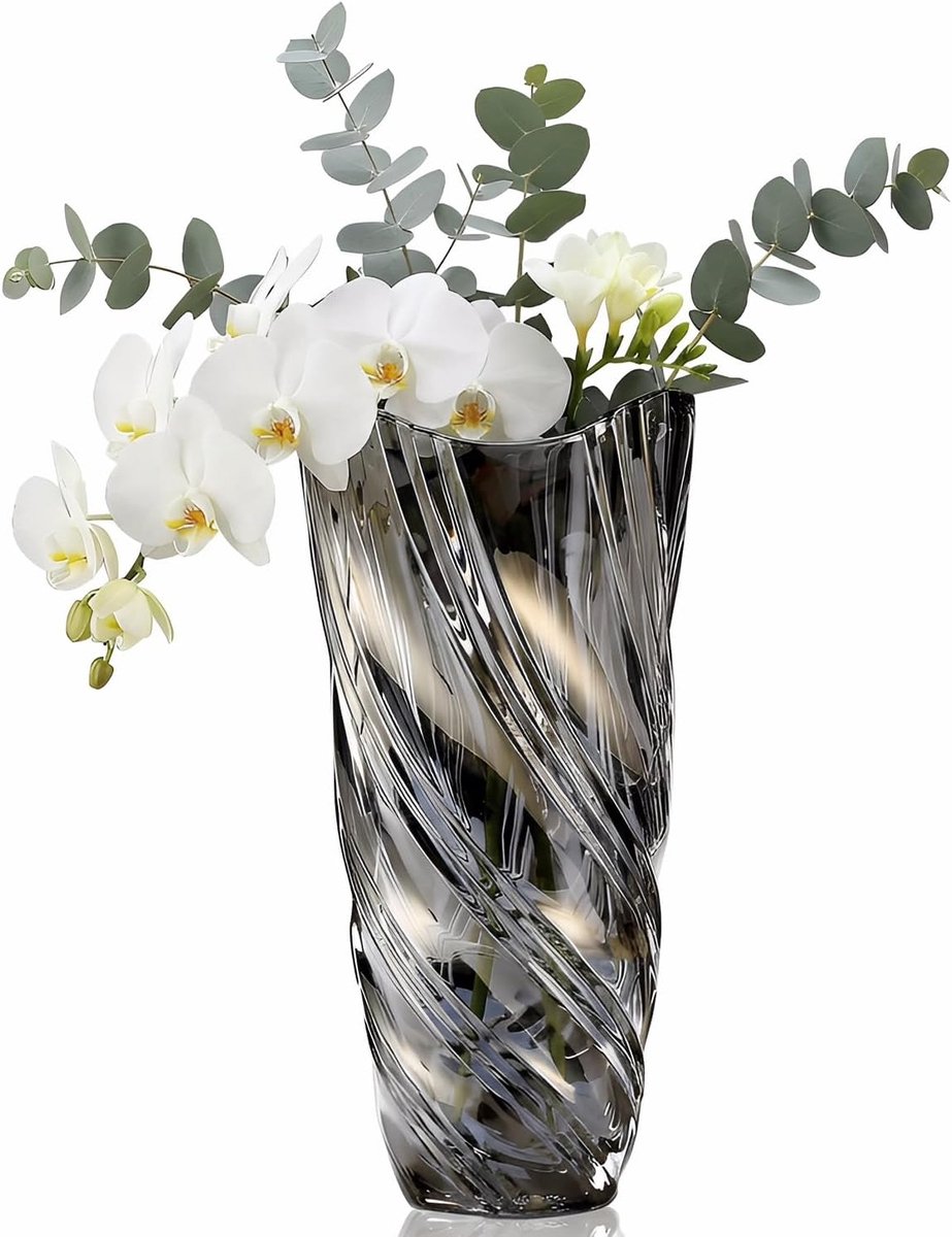 Vaas woondecoratie, gedraaide kristallen glazen vaas, kleurrijke vazen, badkamerdecoratie, esthetisch, bloemenvaas - ShopVlot
