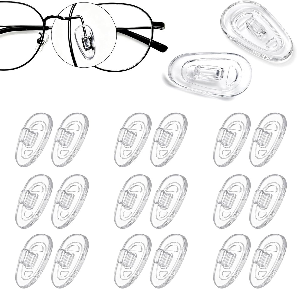 10 paar neuspads voor brillen, neuspads om in te zetten, glijstop voor lenzen, transparante zachte siliconen - ShopVlot