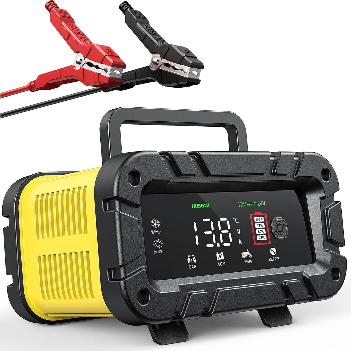 12V/24V 20A Car Battery Charger Smart Motorcycle Battery Charger with Repair Function Auto Charge Maintenance LCD - ShopVlot
