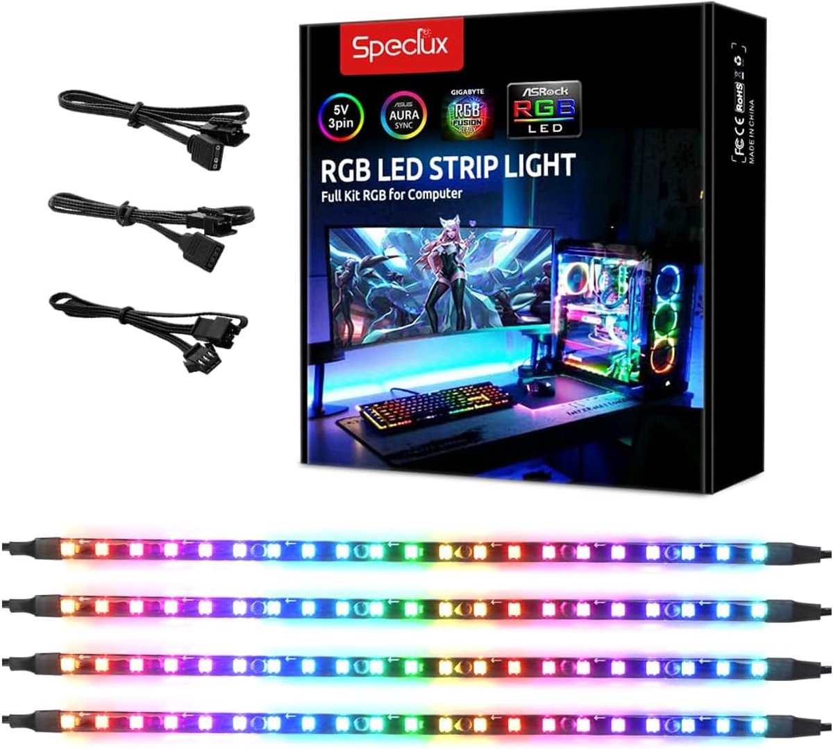 WS2812B Magnetic Rainbow Light Strips for PC Case, Digital Addressable RGB Strips, 5V 3-Pin LED Header, Compatible - ShopVlot