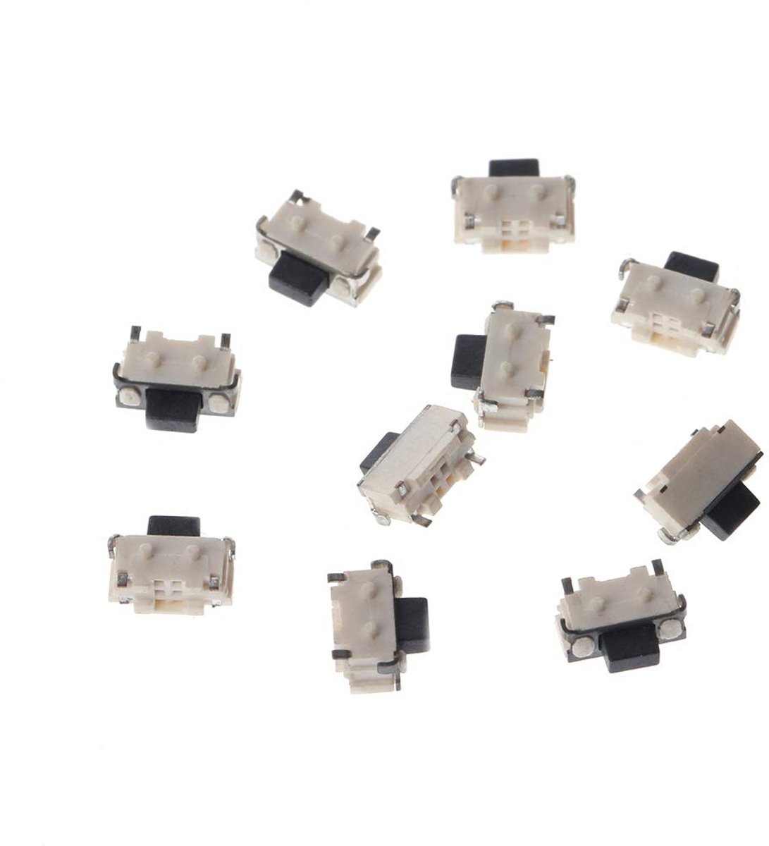 10 pieces, 1 set of side touch push button Micro SMD SMT Tact Switch, 2 x 4 x 3.5 mm, side switch push, white + - ShopVlot