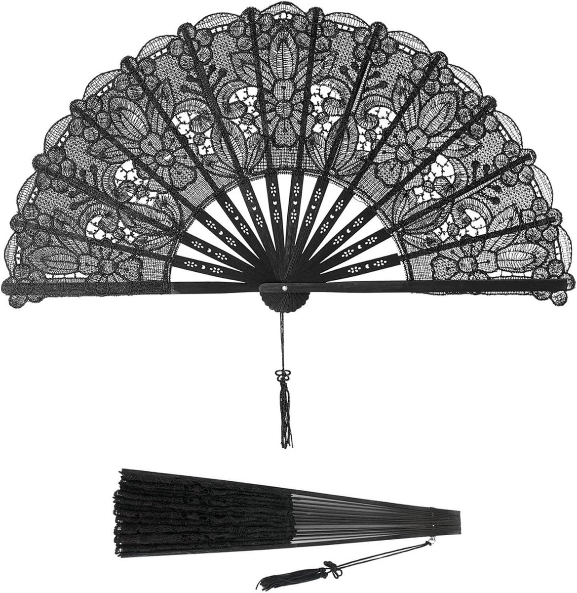 Vintage Style Folding Hand Fan Made of Lace Bamboo for Weddings, Proms, Parties, Wall Decoration or Photo Accessories - ShopVlot