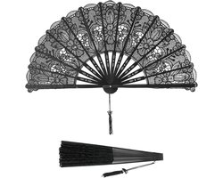 Vintage Style Folding Hand Fan Made of Lace Bamboo for Weddings, Proms, Parties, Wall Decoration or Photo Accessories - ShopVlot