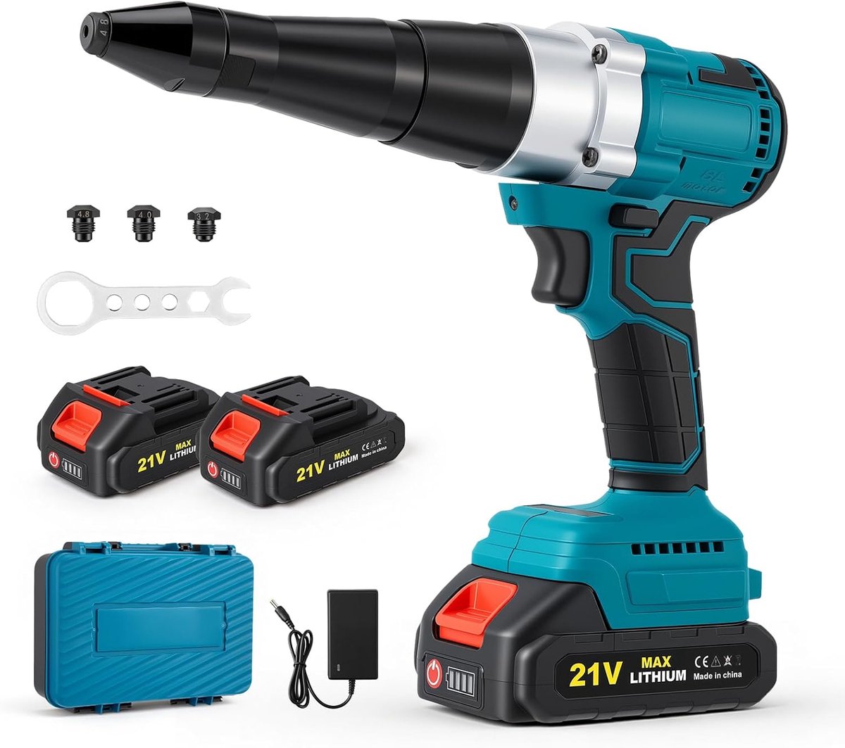 Battery rivet pliers with 2 x 2000 mAh rechargeable batteries - ShopVlot