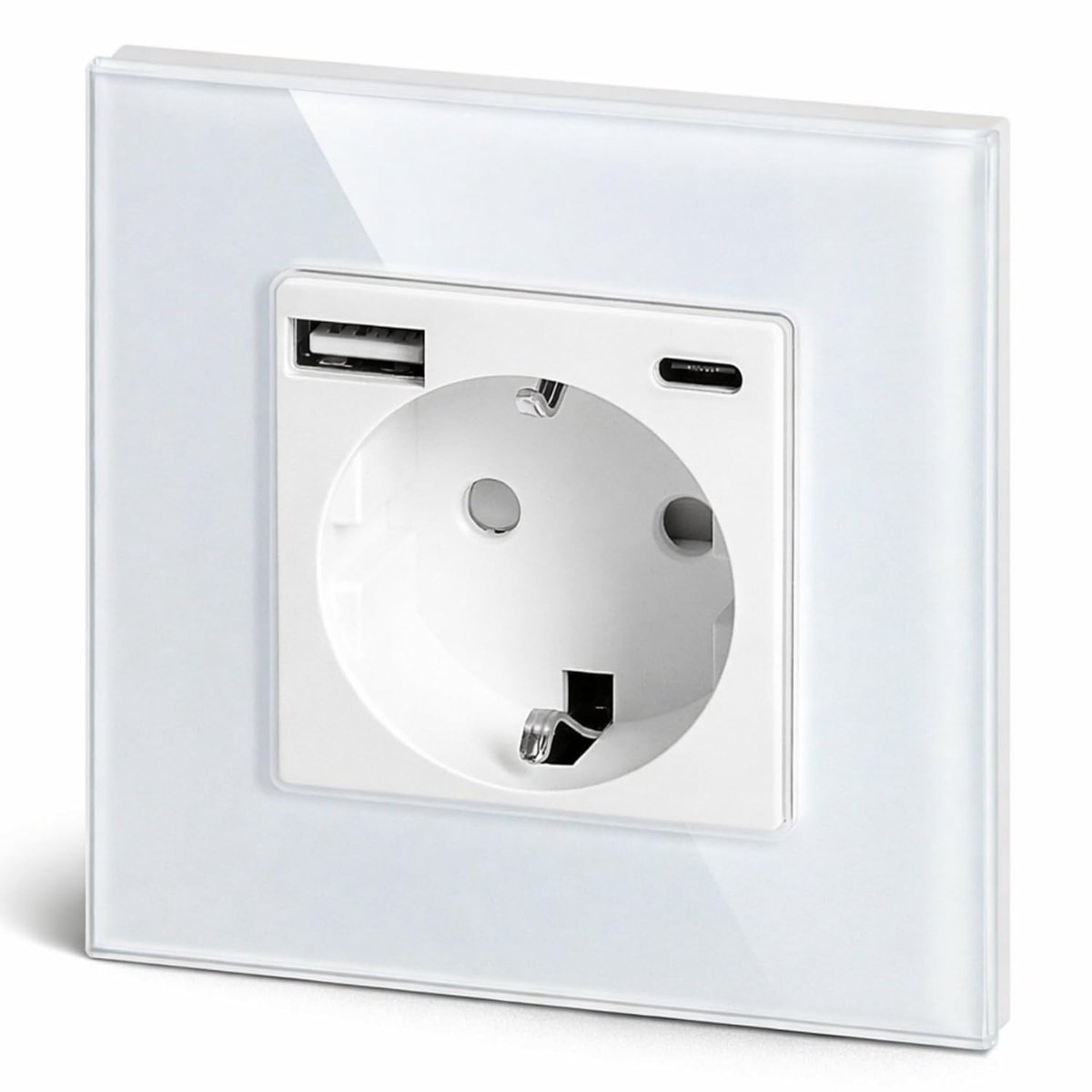 Built-in crystal glass socket, USB-A, USB-C, fast charging function 20 W, all-in-one, CY1 series white - ShopVlot