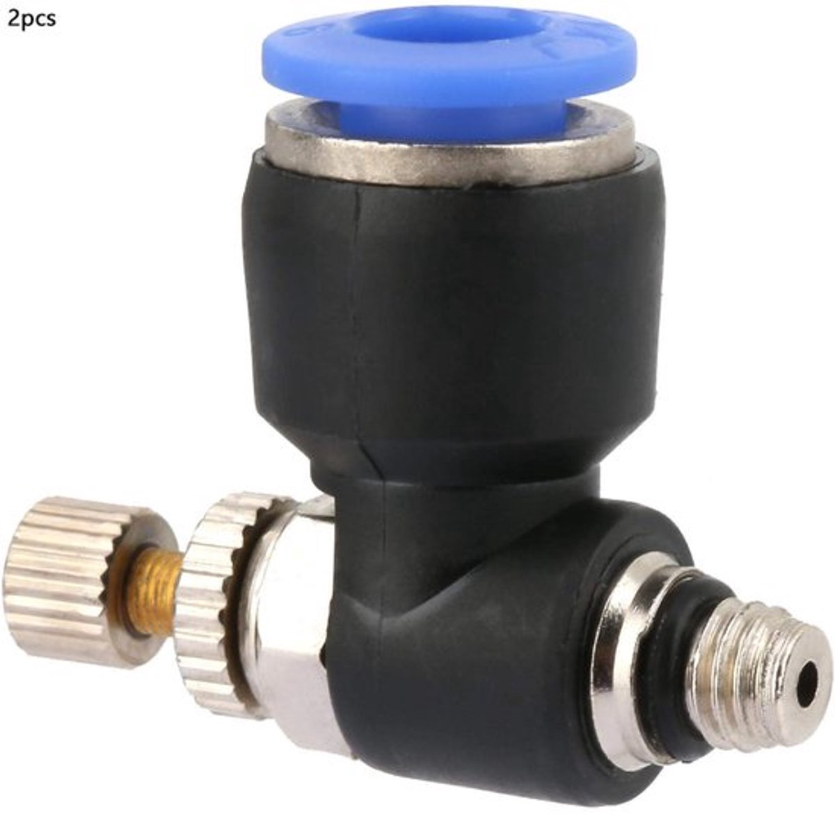 Regelventiel 2 Stuks - Pneumatische Fitting - Luchtstroom Regelaar - Koper/Kunststof - 6 mm Buisdiameter - Betrouwbare Slangverbinding - Luchtregelaar