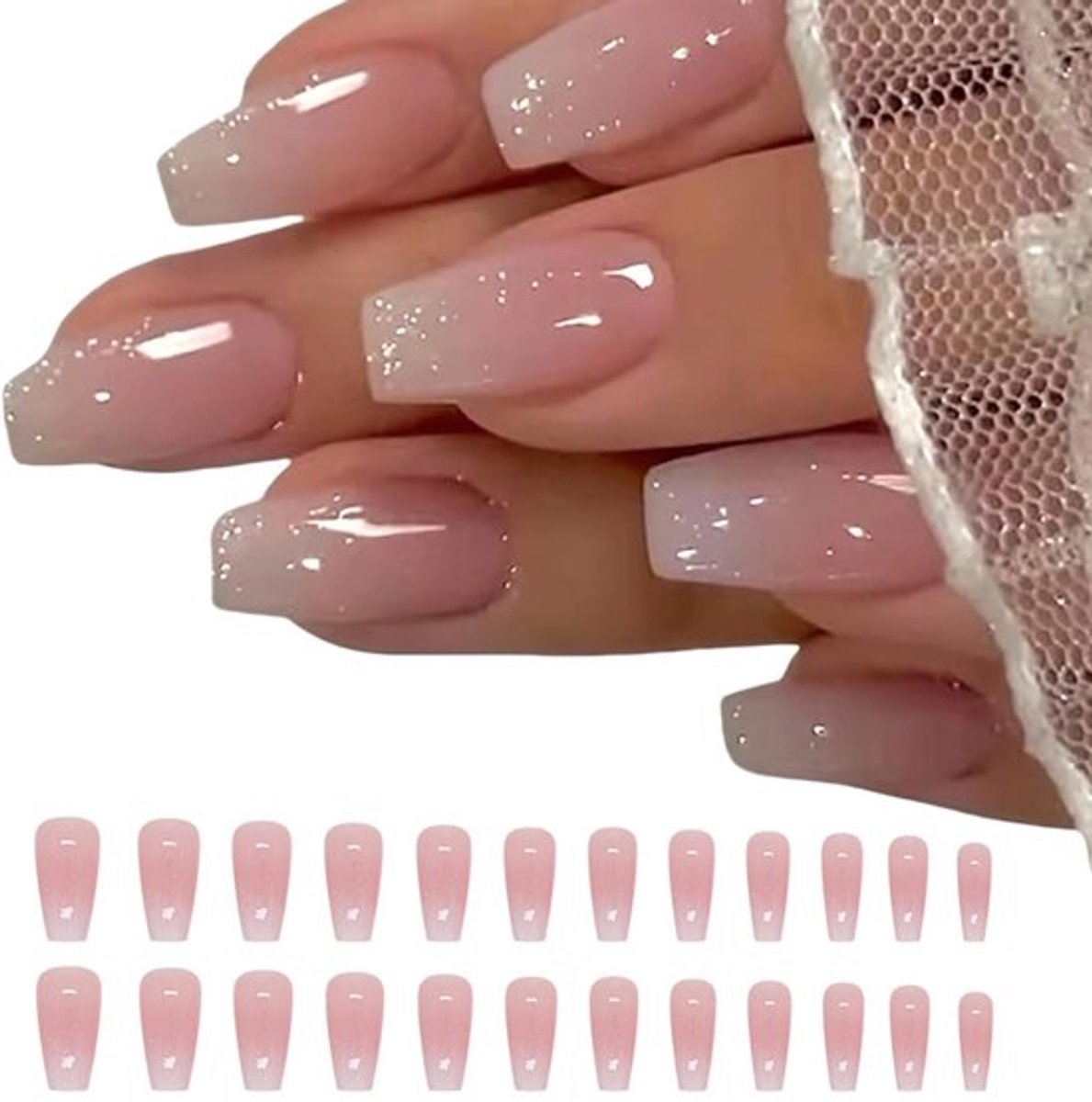 Kunstnagels 24-delig - Plaknagels - Nepnagels met lijm - Kunstnagels met schattige stijldesigns - Zelfklevende nagels - Geschikt voor verschillende gelegenheden