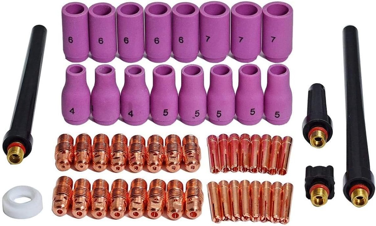 TIG lasdoppen 53pcs - Alumina koppen - Geschikt voor DB SR WP 9 20 25 - Compleet lasaccessoire pakket - ShopVlot