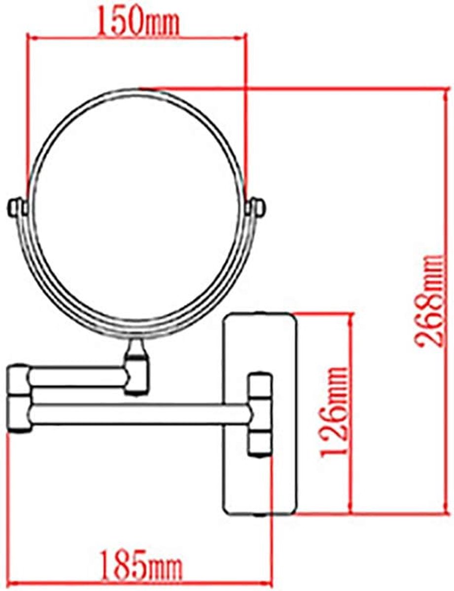 Make-up spiegel 360° draaibaar - messing frame - HD zilver gecoat glas - ideaal voor badkamer - ShopVlot