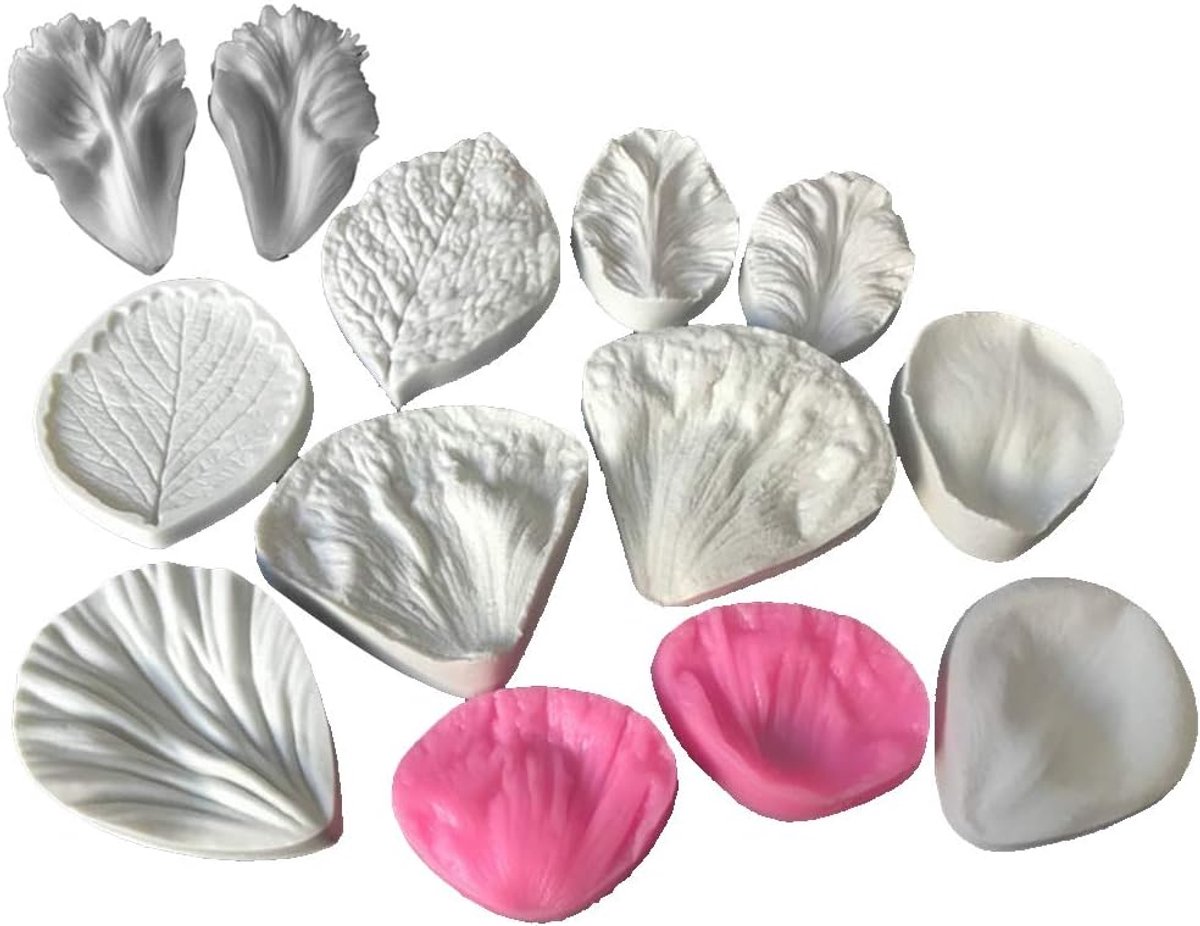 Siliconen Mold Set van 5 - Rozen Veining Mallen - Flexibel en Herbruikbaar - Voor Cake Decoratie - ShopVlot