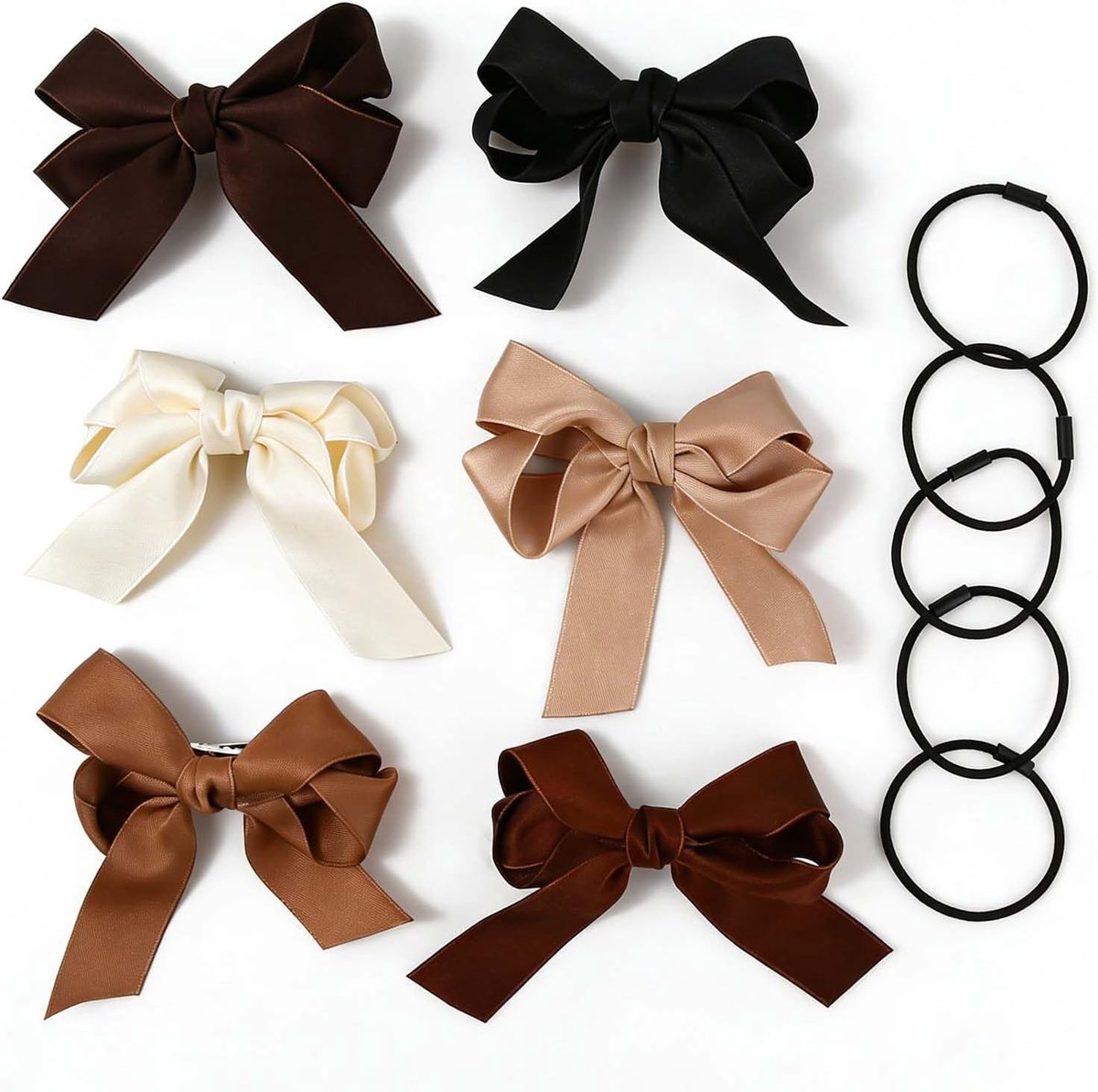 Haarspelden set van 6 - strik, lang - zijdeachtige chiffon - elegant haaraccessoire voor bruiloft - ShopVlot