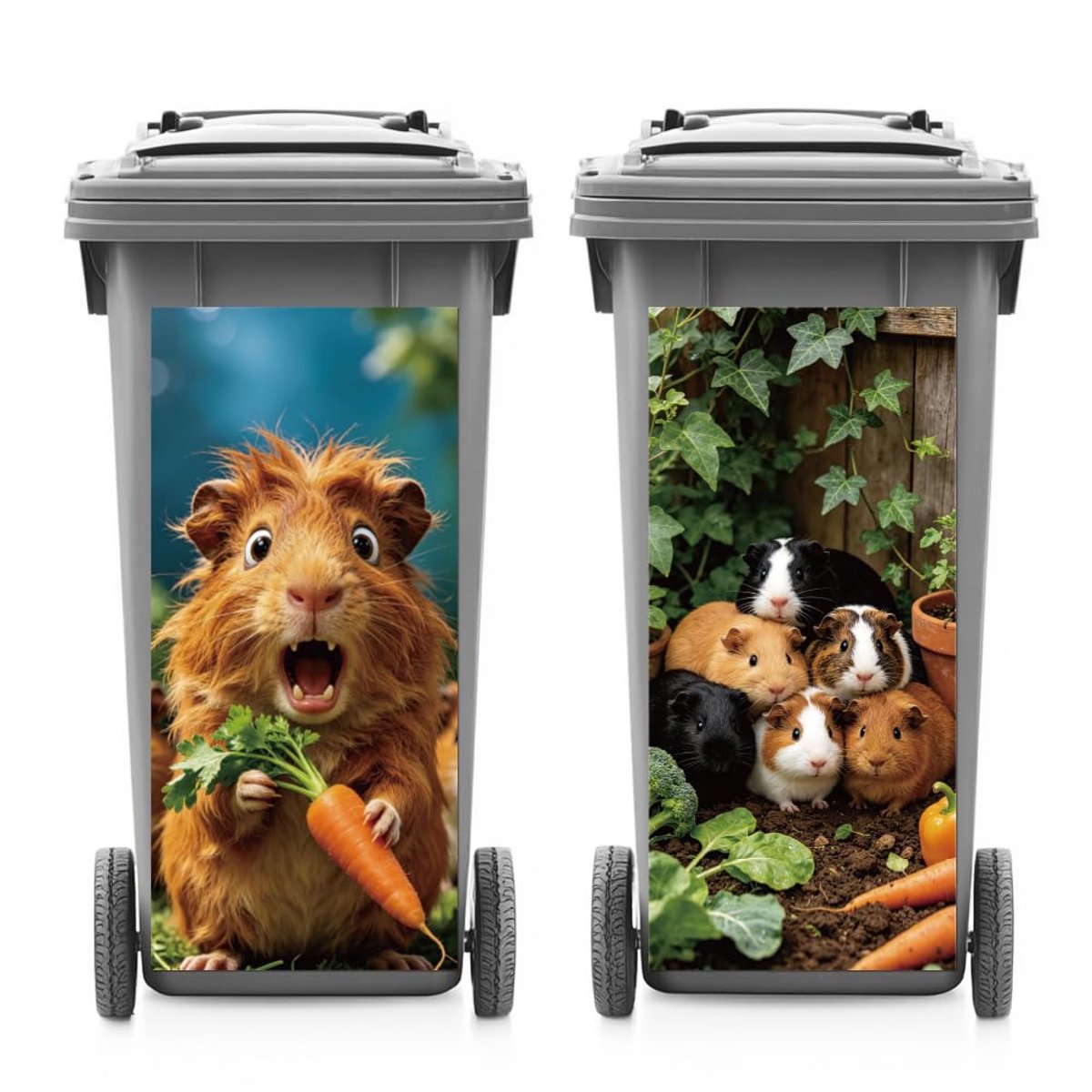 Vuilnisbakstickers 38 x 82 cm - zelfklevend - cavia's - fleurt je container op - ShopVlot