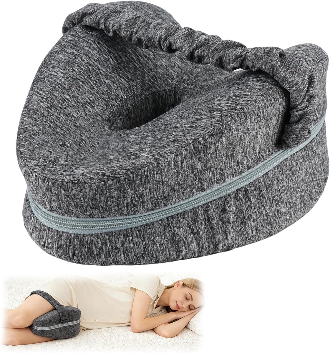 Kniekussen 25 cm - ergonomisch traagschuim - hartvormig design - steun voor zijslapers - ShopVlot