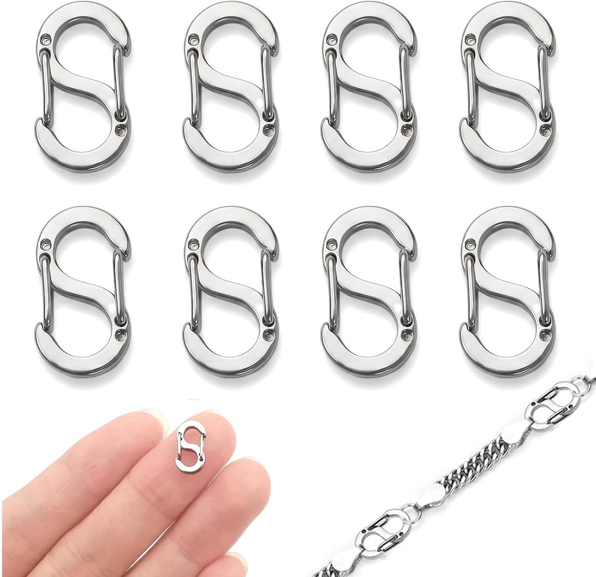 Kettingsluitingen dubbele opening - Roestvrij staal - Mini-karabijnhaak - Ideaal voor armbanden en halskettingen - ShopVlot