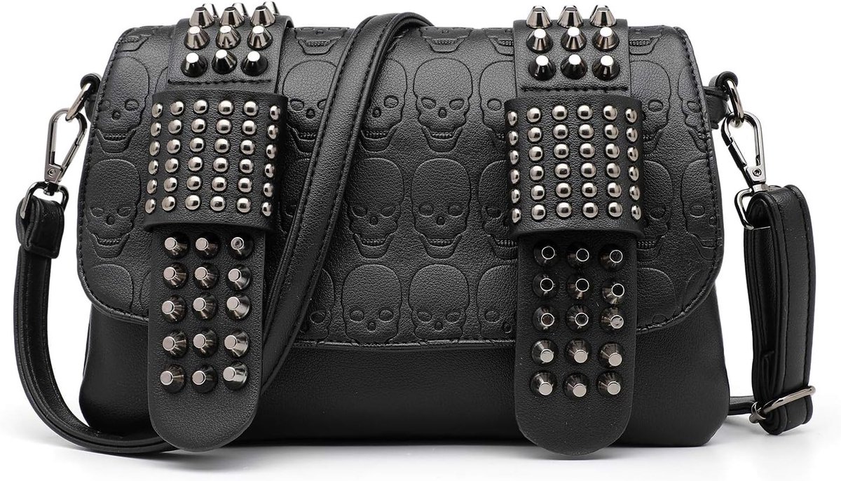 Schoudertas met doodskoppen - PU leer - Gothic punk stijl - Perfect voor elke outfit - ShopVlot