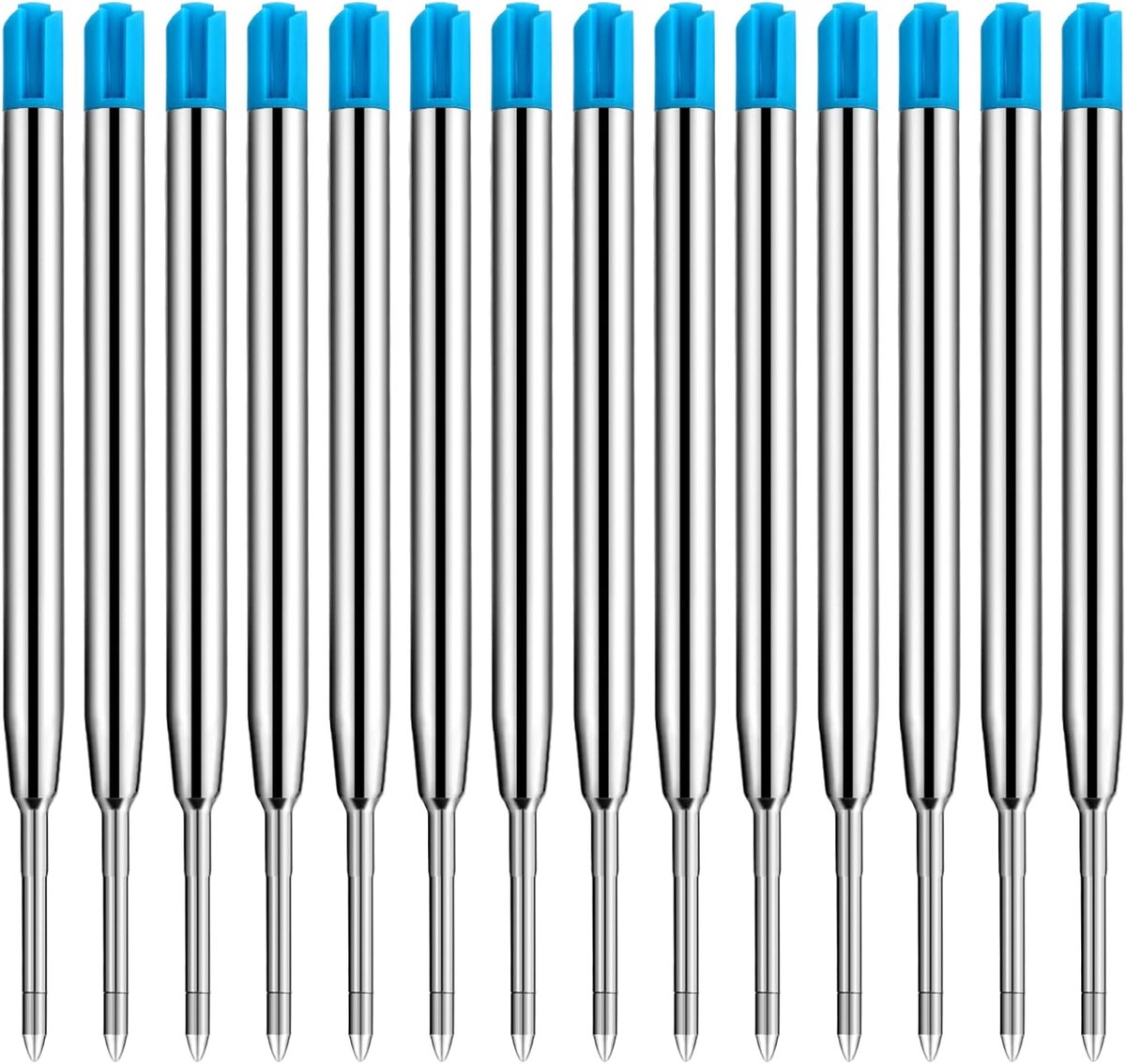 Balpen navullingen 14 stuks - Grote capaciteit - Metaal - Vervangingen voor G2 formaat, blauw - ShopVlot