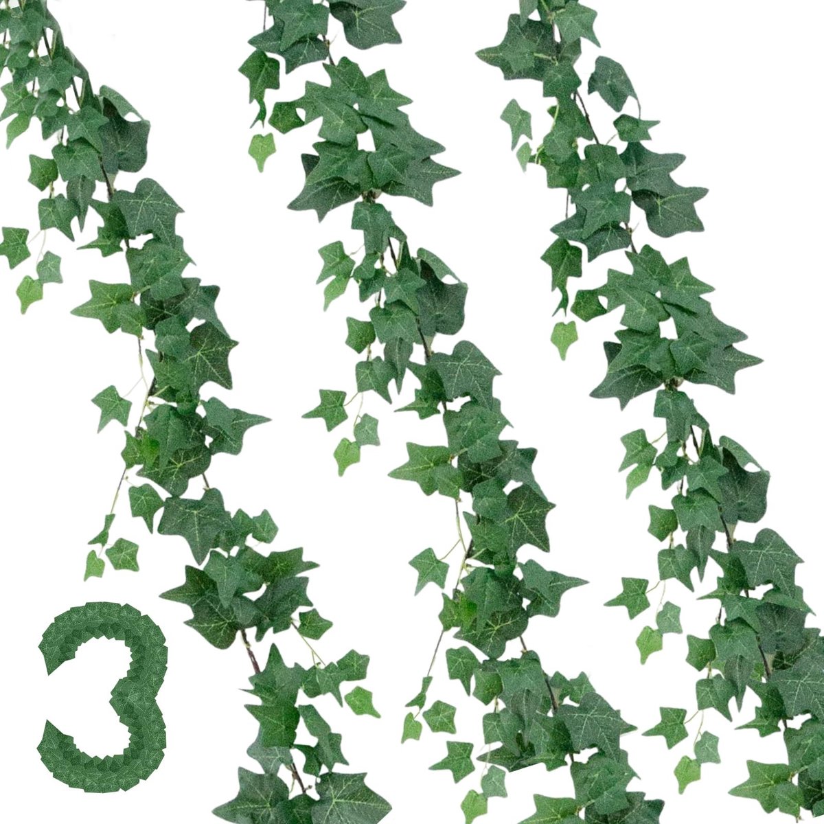Solidchoice - Kunstmatige Ivy Slingers Set van 3 voor Decoratie