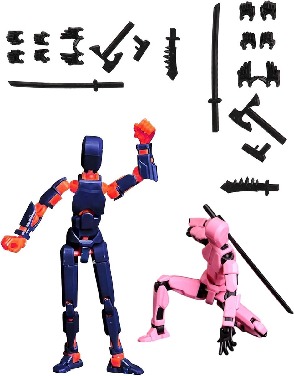 Action figures T13 - 2 stuks - 3D geprinte robotfiguren - Unieke desktop decoratie - ShopVlot