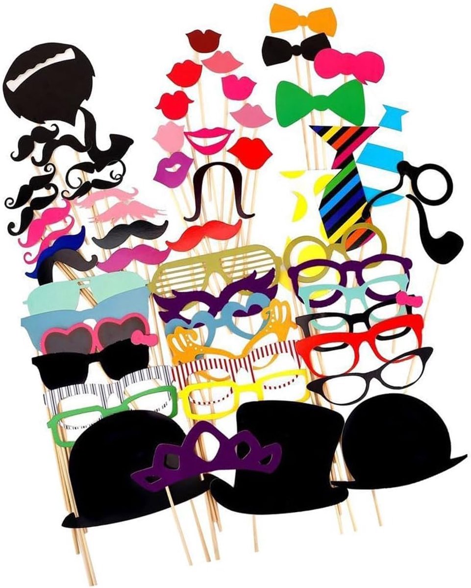 Fotobox accessoires set 58 stuks - Grappige rekwisieten - Feesthoeden en brillen - Voor onvergetelijke momenten - ShopVlot