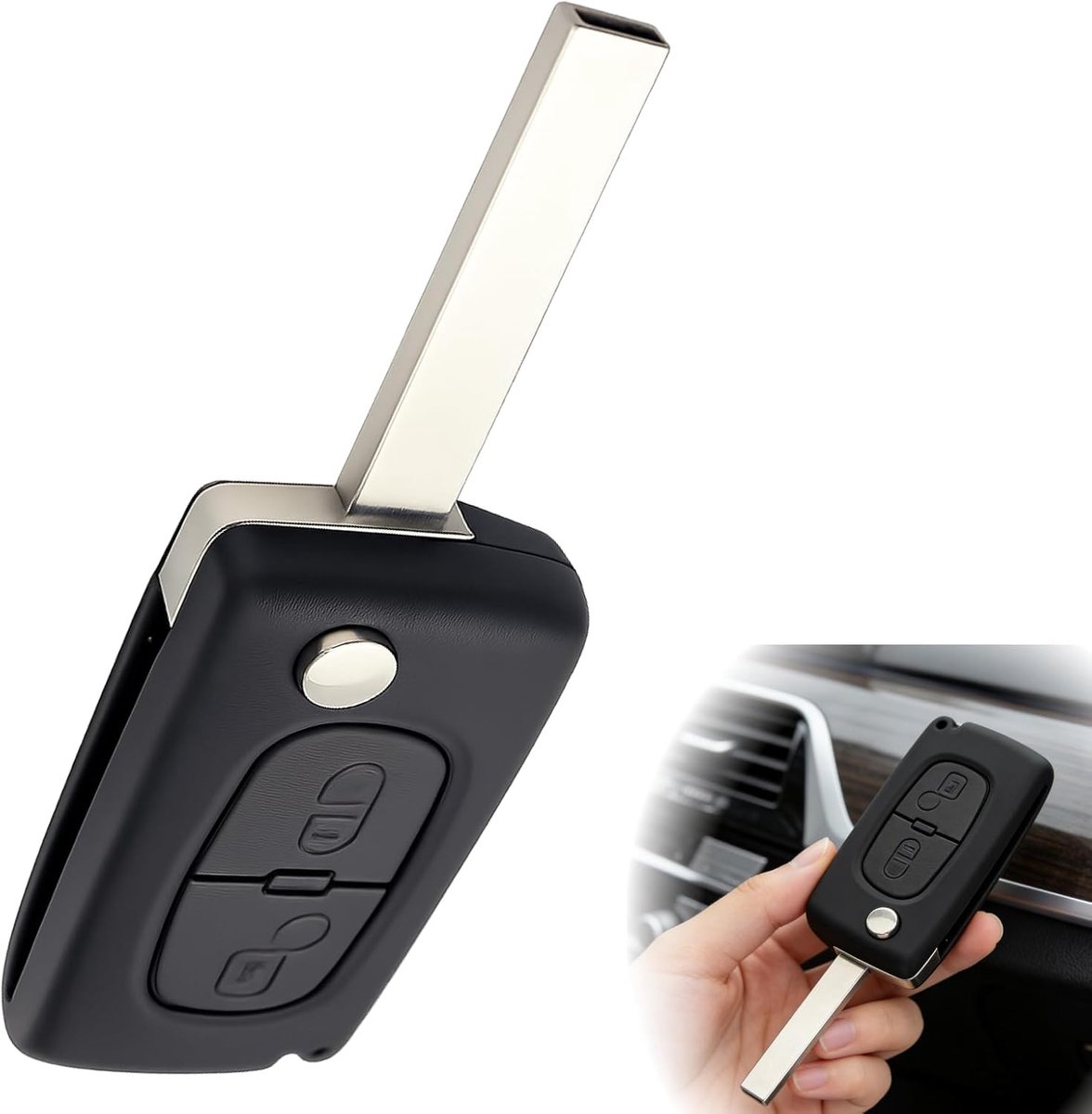 Autosleutel behuizing CE0536 HU83 - vervangbare flipkey - 2 knoppen - snelle montage - ShopVlot