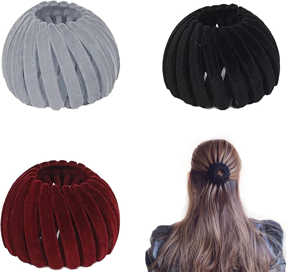 Haarclip - 3 stuks expansieve paardenstaart houder - fluweel - voor trendy kapsels - ShopVlot