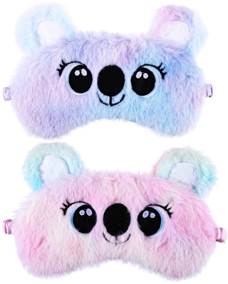 Solidchoice - Set van 2 Zachte Slaapmaskers voor Kinderen met Dierenmotief