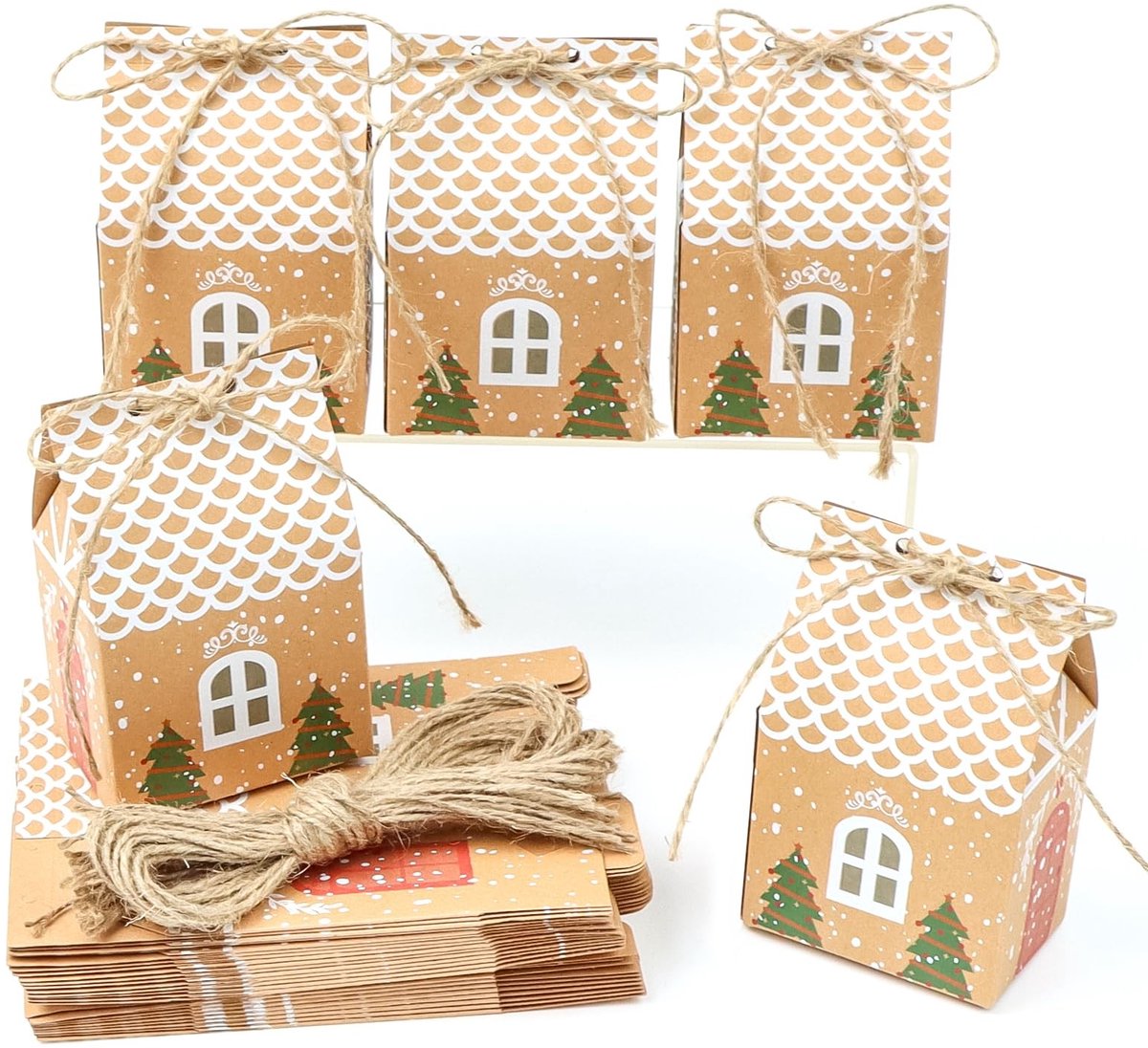 Solidchoice - 50 Stuks Kerstdozen - Geschenkdozen voor Snoep en Koekjes