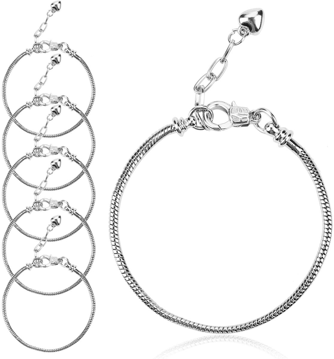Solidchoice - 6pcs Slangenarmbanden voor DIY Sieraden met Hartvormige Extender