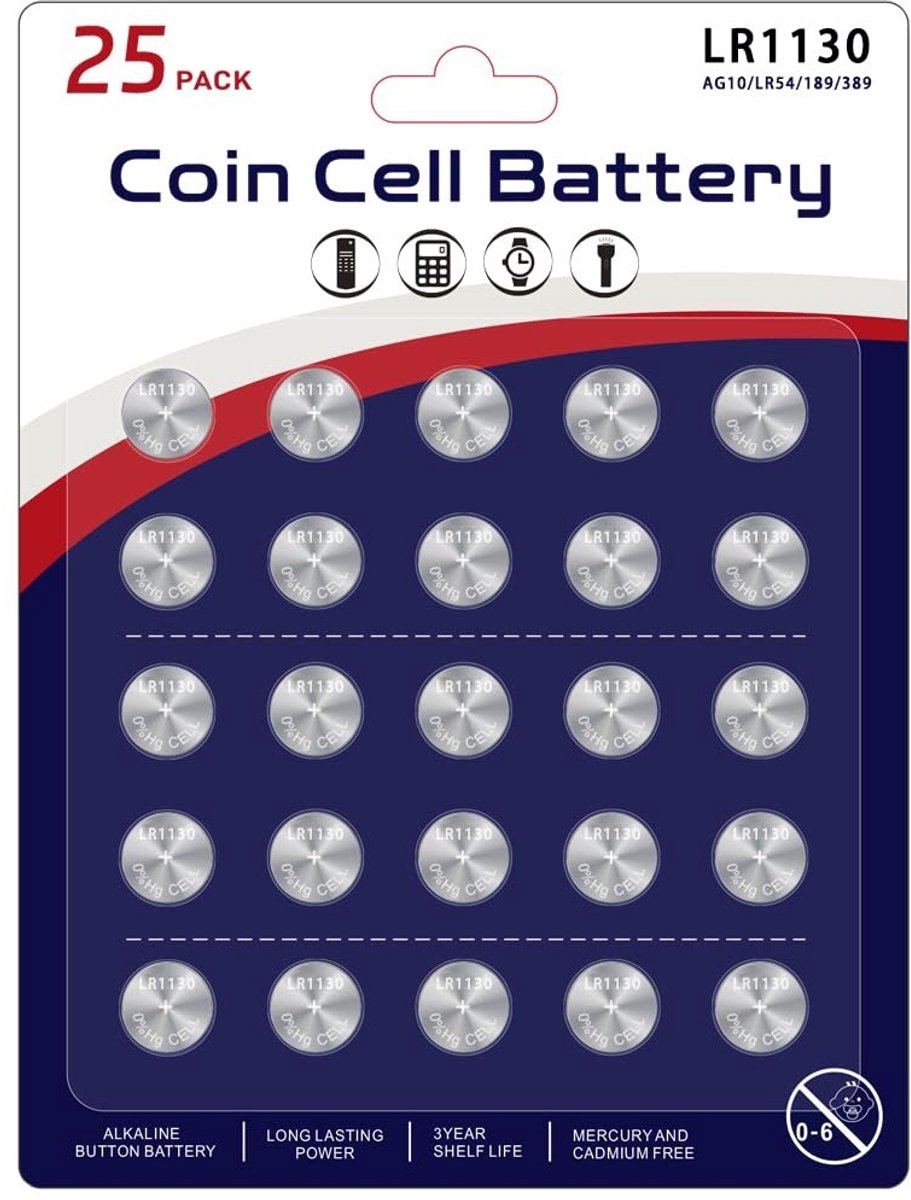 Solidchoice - 25-Pack Alkaline LR1130 Knopcel Batterijen