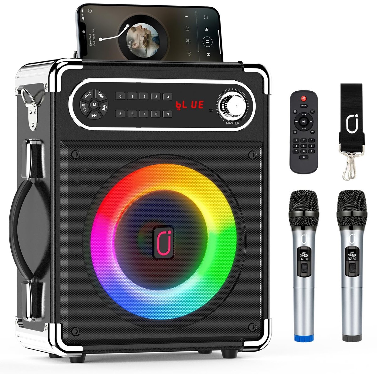 Solidchoice - Bluetooth Speaker met Draadloze Microfoons en LED Verlichting