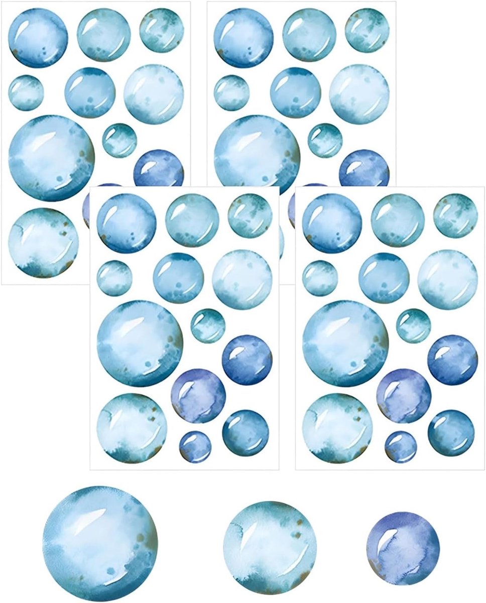 Waterdichte zeepbellen muurstickers - 4 stuks - afneembaar - voor badkamer en kinderkamer decoratie - ShopVlot