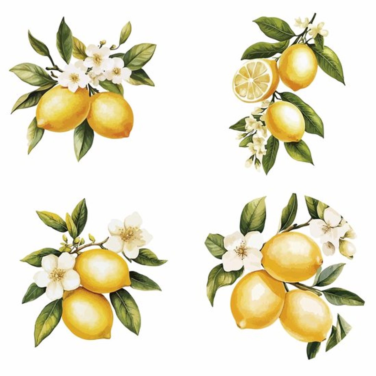 4 stijlen citroen bloemen raamstickers 16,2 x 16,2 cm zomer statische schuifdeur sticker bloem groene blad sticker glas klevende anti-botsing slaapkamer waarschuwingsstickers ter voorkoming van