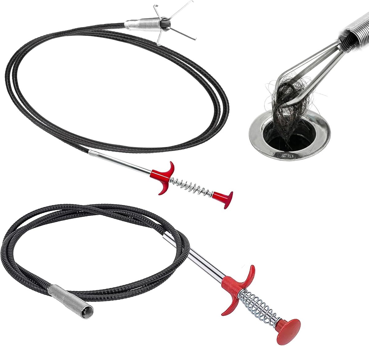 Pijp Reiniging Spiralen 60cm & 90cm - Flexibele Klauw Gripper - Heavy Duty Ontstopper voor Gootstenen - ShopVlot