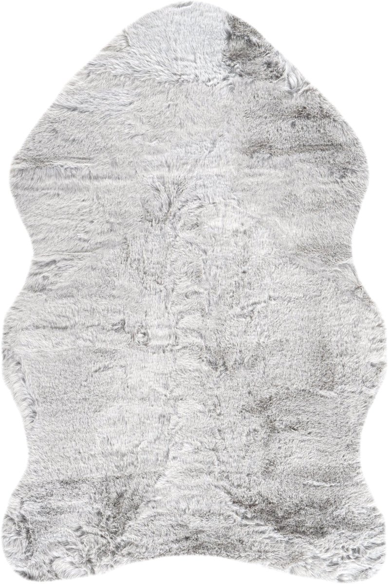 Padiro hoogpolig shaggy vloerkleed 60 x 90 cm - grijs - modern effen design - geschikt voor vloerverwarming - van polyester en katoen