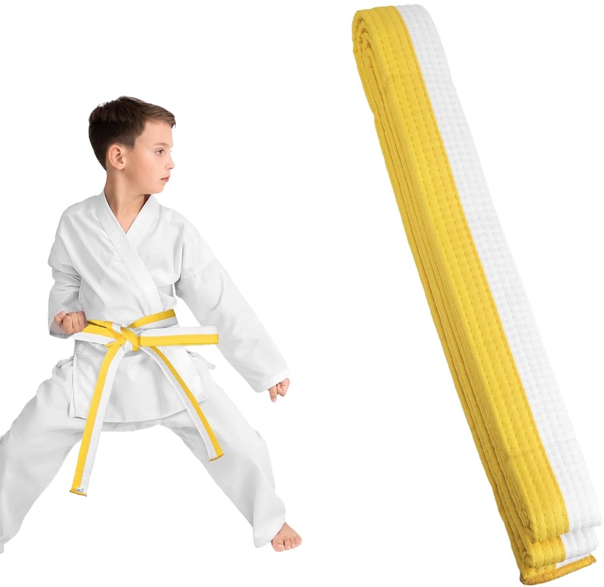 Solidchoice - Judo en Karate Band in Wit en Geel, 260 cm