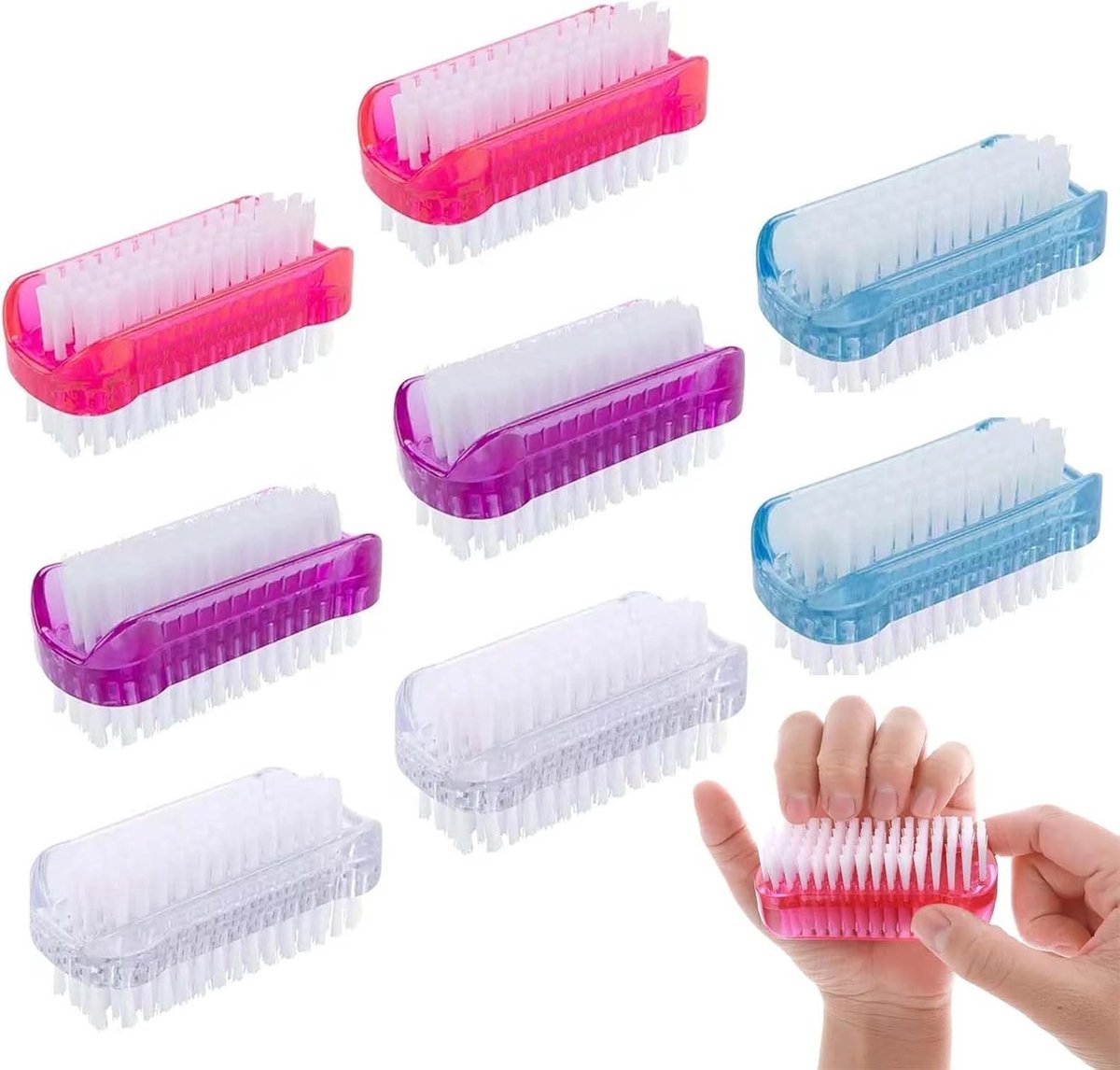 Hoogwaardige Set van 8 Nagelborstels - Praktische Manicureborstels voor Handen en Voeten, Ideaal voor Thuis, Kantoor en Reizen