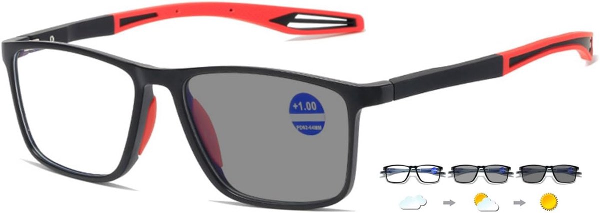 Self-tinting reading glasses, sunglasses, photochrome, blue light filter, reading aid, vision aid, men and women, TR90 - ShopVlot
