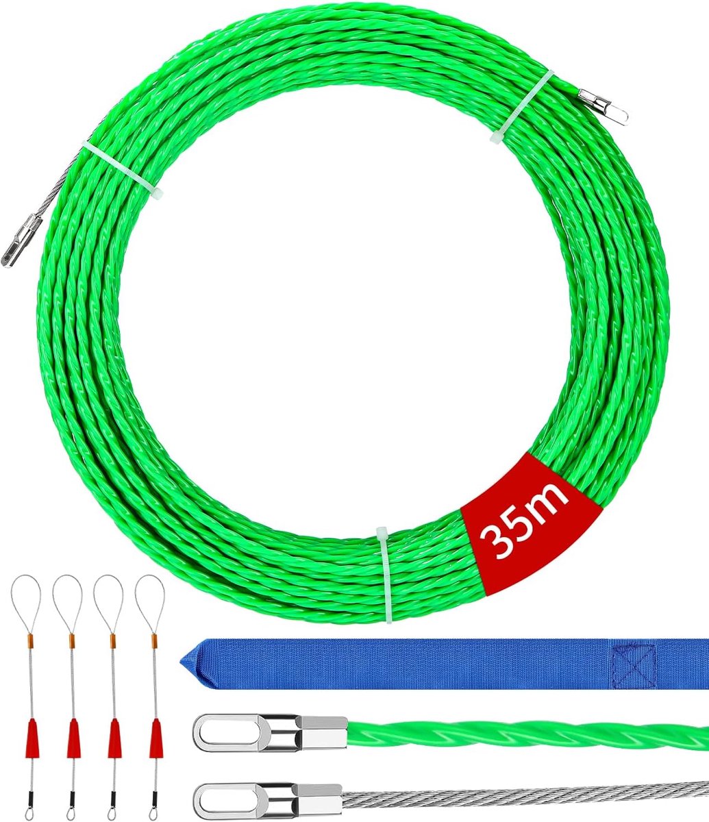 35 m kabelintrekhulp met 4 geleidingsveer, intrekband φ4,5 mm - ShopVlot