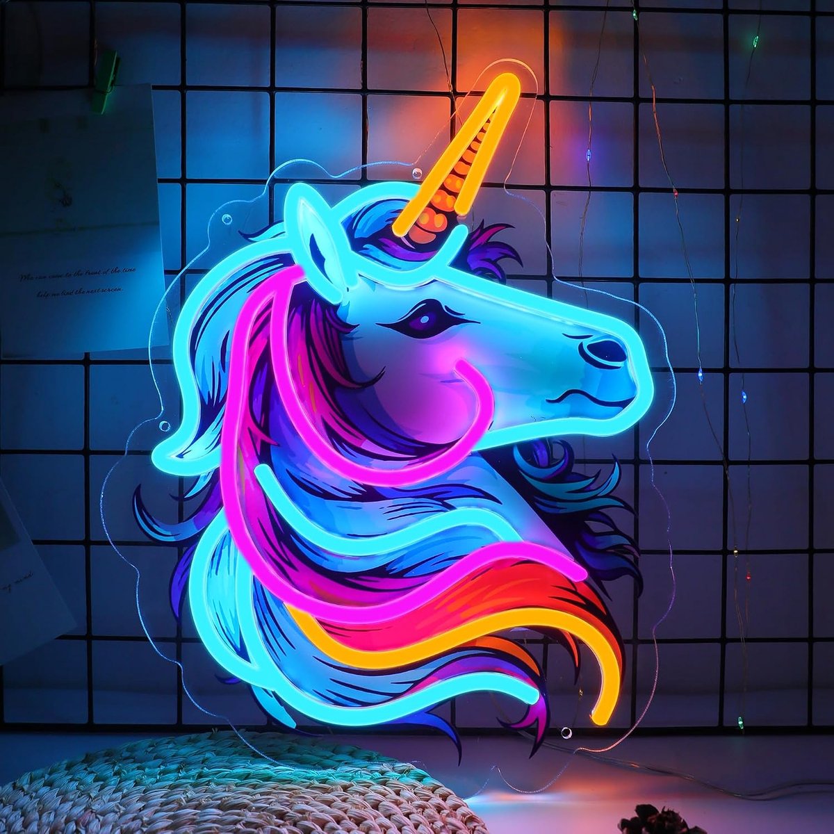 ENUOLI Eenhoorn-neonlicht, uv-bedrukte kleurrijke eenhoorn-neonborden, USB-aangedreven dimbare eenhoornlamp voor de - ShopVlot