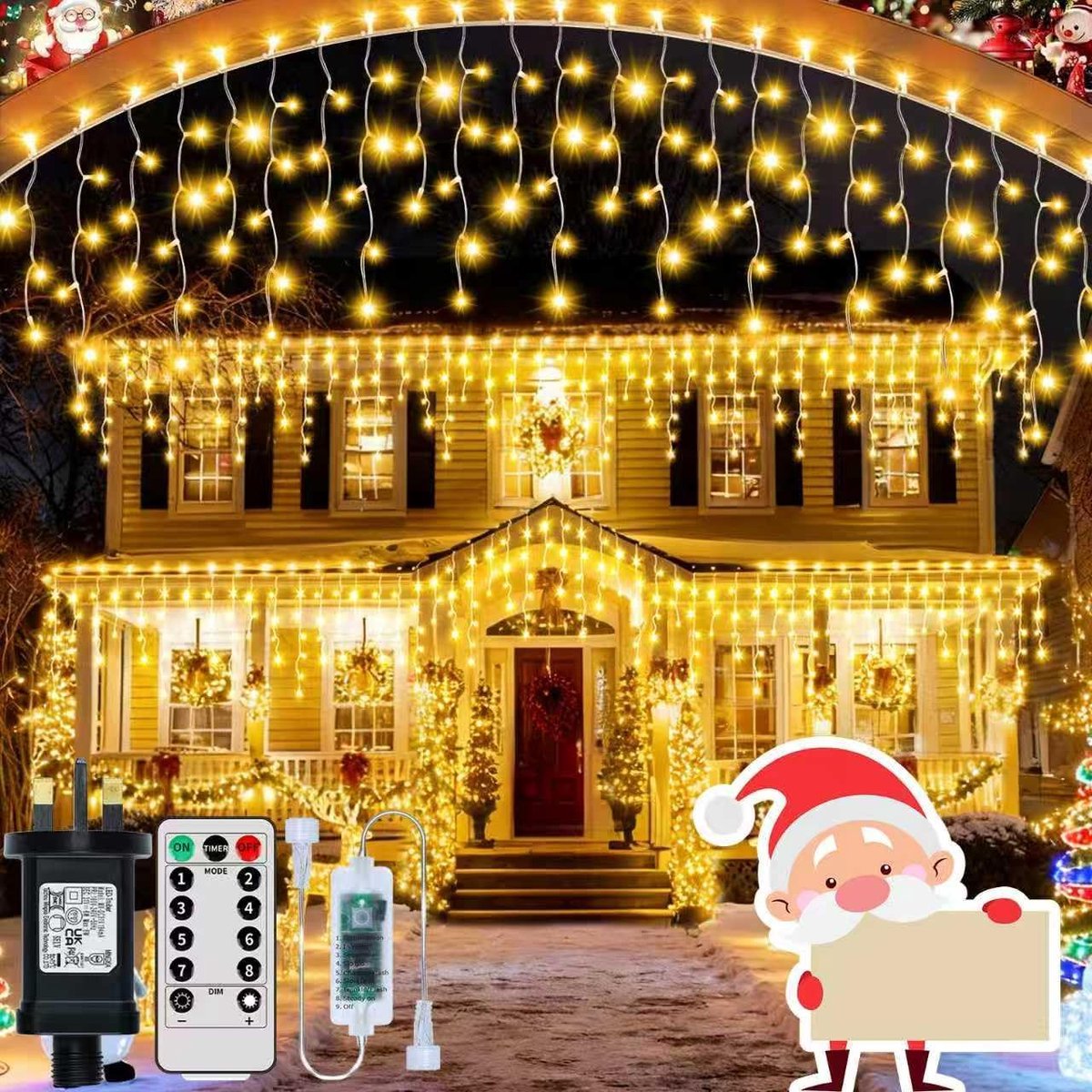 Ice Rain Fairy Lights Outdoor Fairy Lights 20 + 5 m 660 LED Christmas Lights Ice Rain Outdoor with 8 Modes Remote - ShopVlot