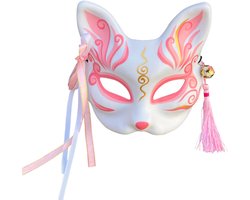 YangYong Japanese Fox Mask Kitsune Masks Traditional Kabuki Cat Costume Animal Cosplay Party - ShopVlot