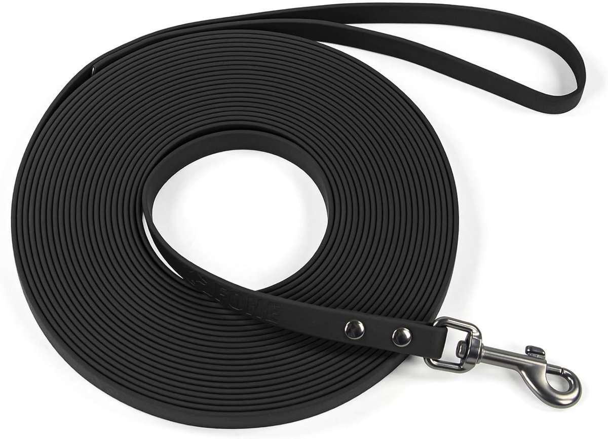 Training leash for dogs - Waterproof long leash with 360° swivel snap - Anti-pull and tangle free 5 m Black - ShopVlot