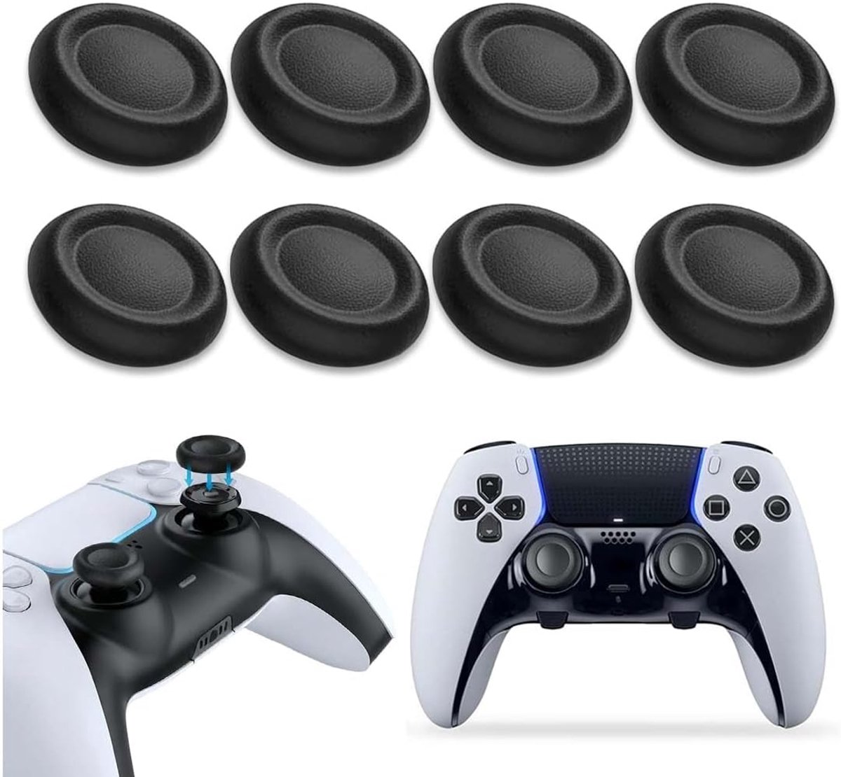 8 stuks joystick-doppen voor PS5/PS4, antislip design met lasergreep, slijtvast, voor PS5/PS4-controller, 10 stuks - ShopVlot