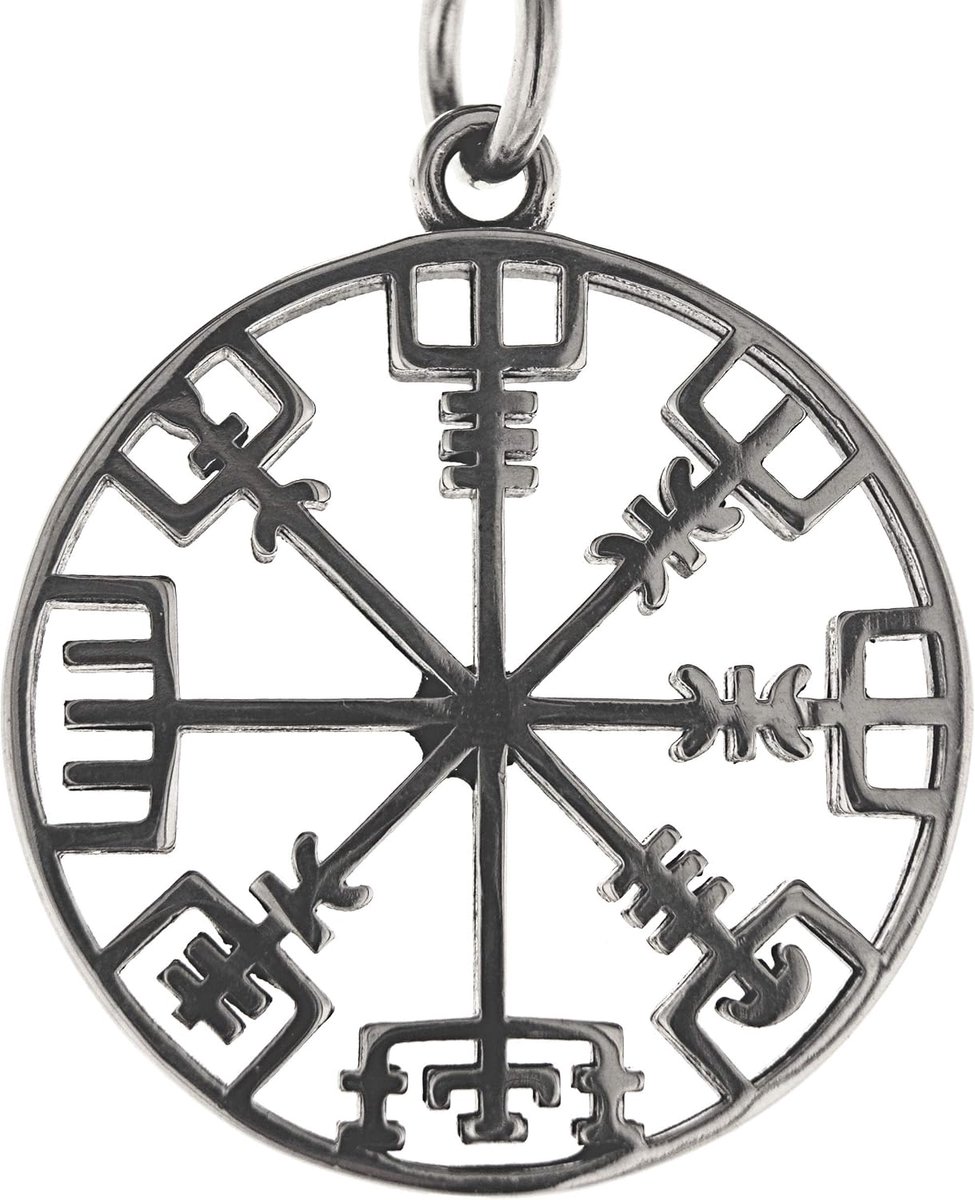 Kiss of Leather Viking compass pendant stainless steel no. 190, Stainless Steel - ShopVlot