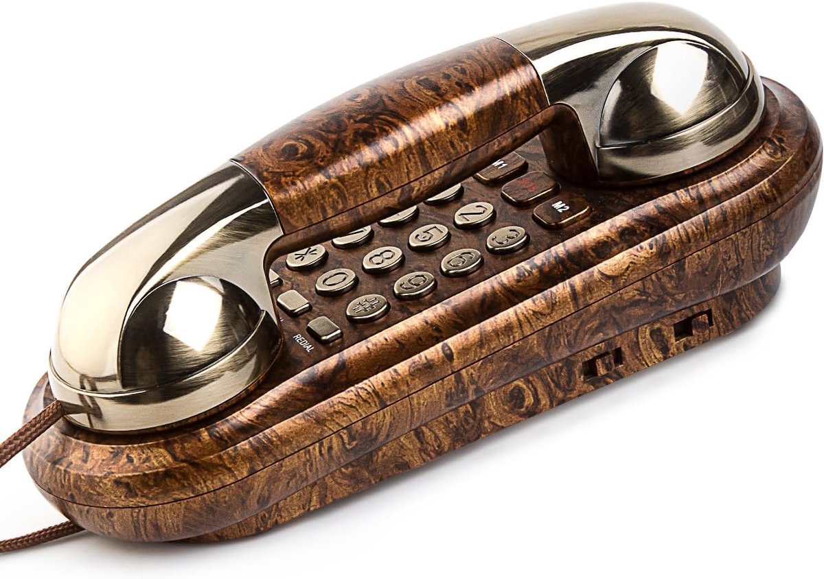 Retro Phone Wall Phone with Metal Bell, Vintage Corded Phone, Analog, Volume Control, Nostalgic Phone, Old Phone with - ShopVlot