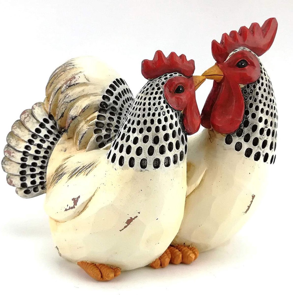 Vidal Regalos Decorative figure couple rooster chicken resin 16 cm - ShopVlot