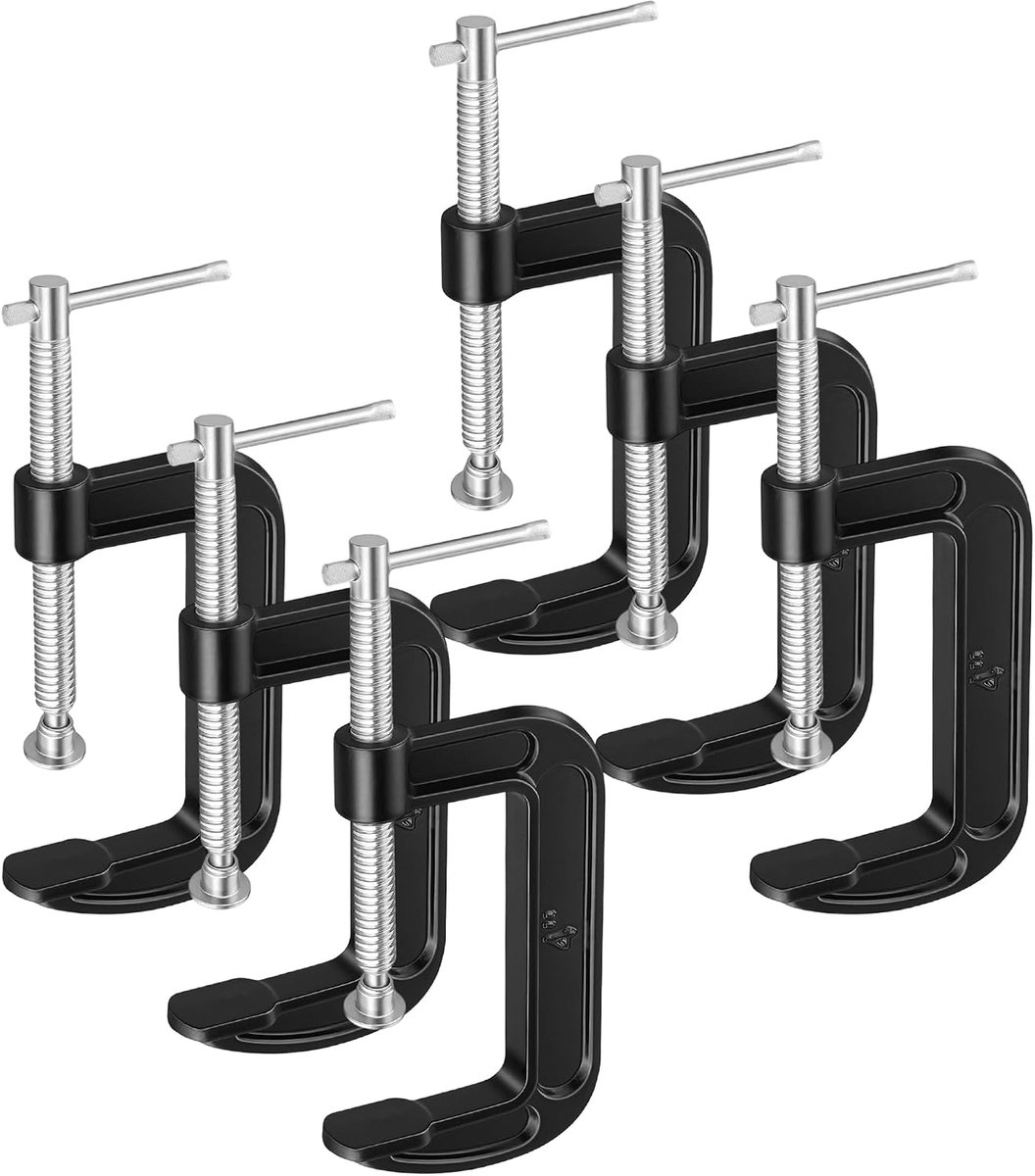 6 stuks G-klem 100 mm, tafelklem, zwart, schroefklem, klein, metaal, C-klem, verstelbare schroefklemmen, klein, voor - ShopVlot