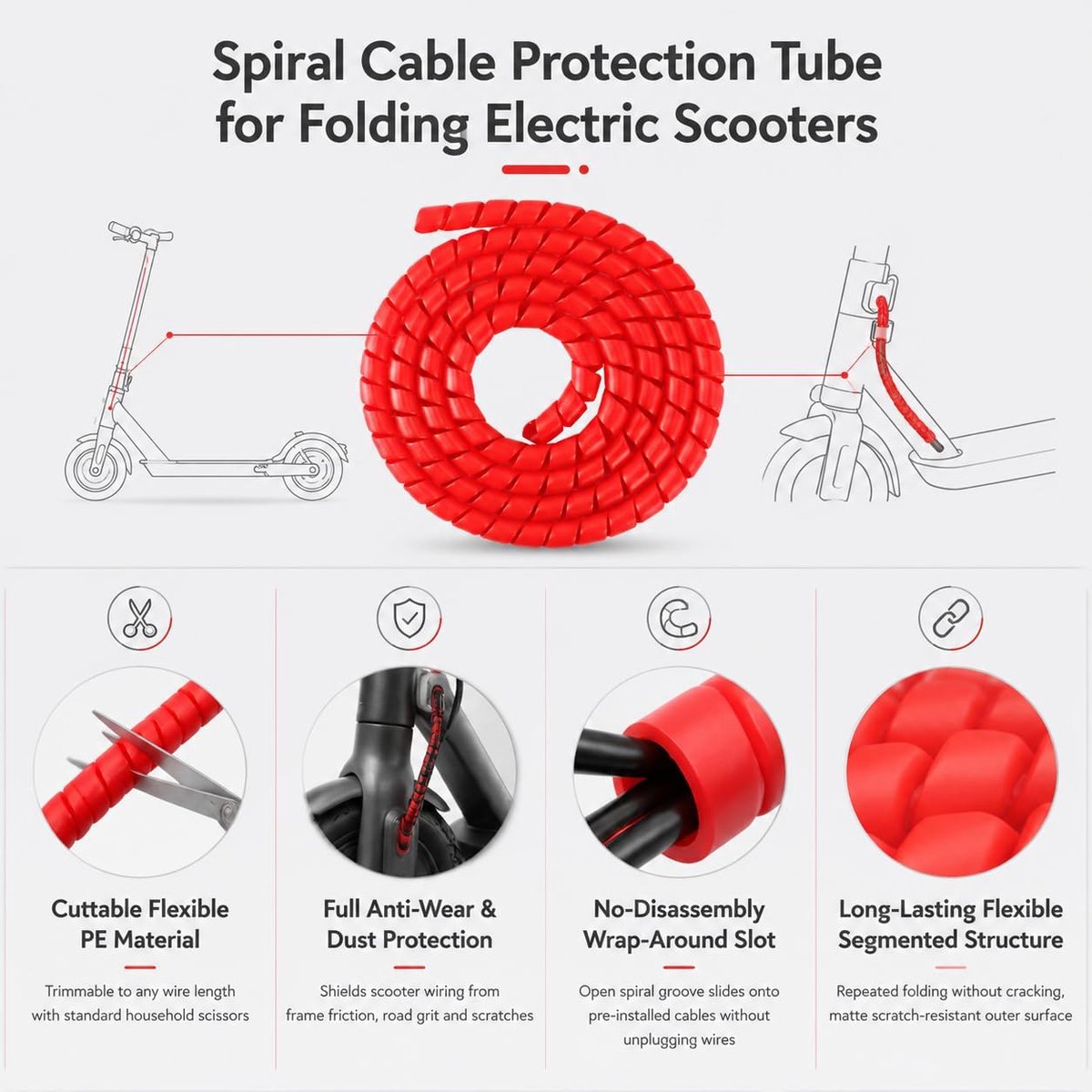 2 stuks kabelbeschermers voor elektrische step, flexibele TPU-bescherming voor elektrische step voor Xiaomi M365 Pro 2 - ShopVlot